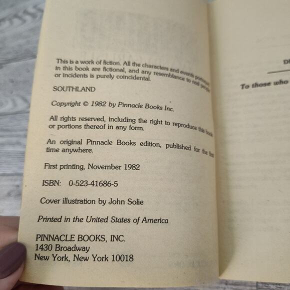 SOUTHLAND Amanda‎ Carlisle 1982 Pinnacle 1st Print Paperback Historical Fiction - Picture 3 of 11